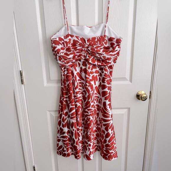 NWOT ALRED ANGELO SPAGHETTI STRAP CORAL & WHITE KNEE LENGTH DRESSY DRESS. SZ 16 - Picture 2 of 10